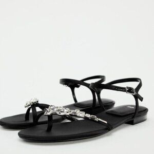 ZARA- Black Gem Embellished Sandal